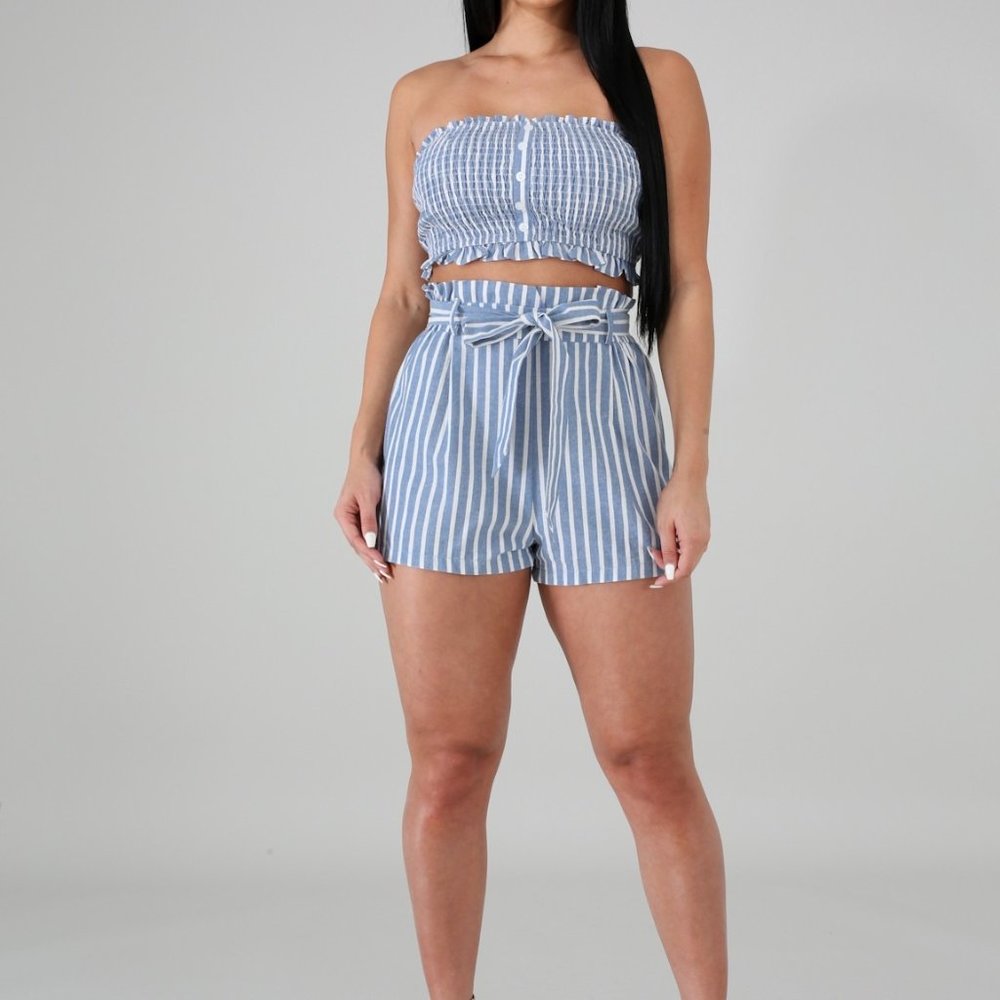 Pinstripe Shorts Set